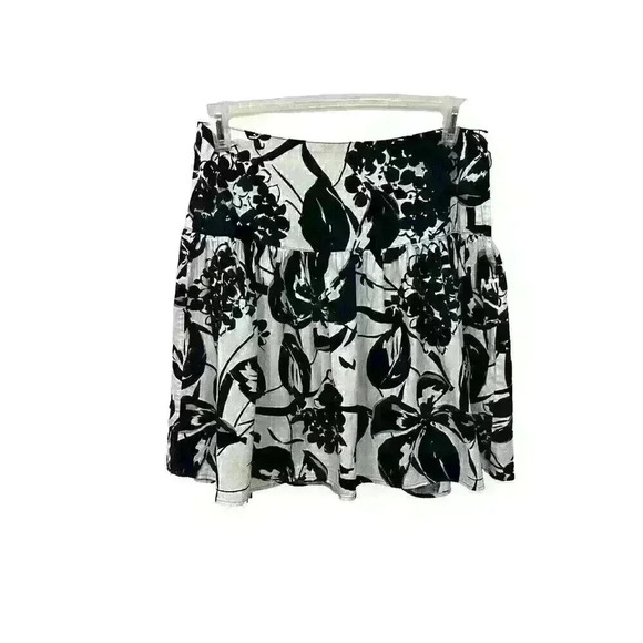 Maurices Womens SZ 9 Navy White Floral Circle & Skater Skirt Side Zipper A-Line - Picture 1 of 10